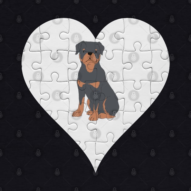 Rottweiler Heart Jigsaw Pieces Design - Gift for Rottweiler Lovers by HarrietsDogGifts